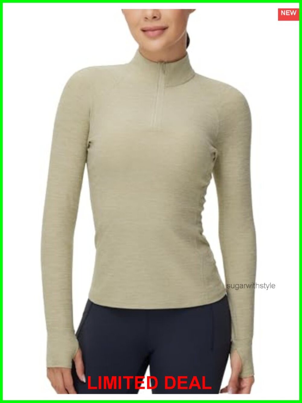 Women's Half Zip Workout Pullover Slim Fit Thumb Holes Yoga Golf Top